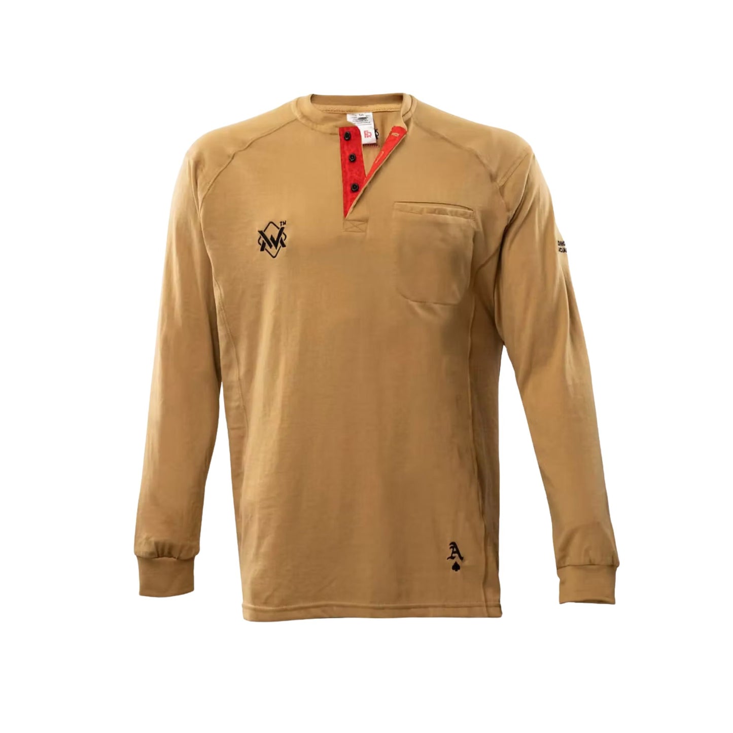 Welding Magician FR Elite Long Sleeve Work T-Shirt - Khaki/Red