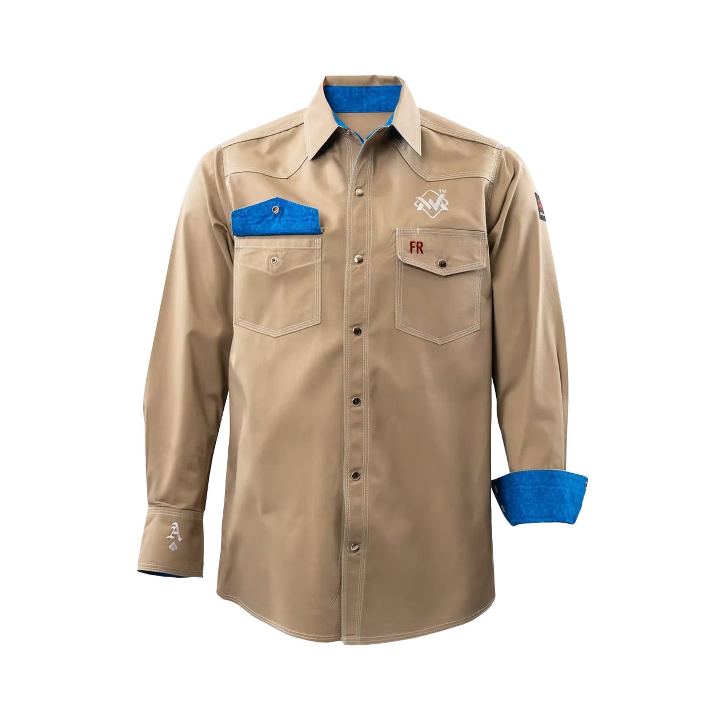 Welding Magician High-Strength Fire-Resistant Work Shirt - Khaki/Blue