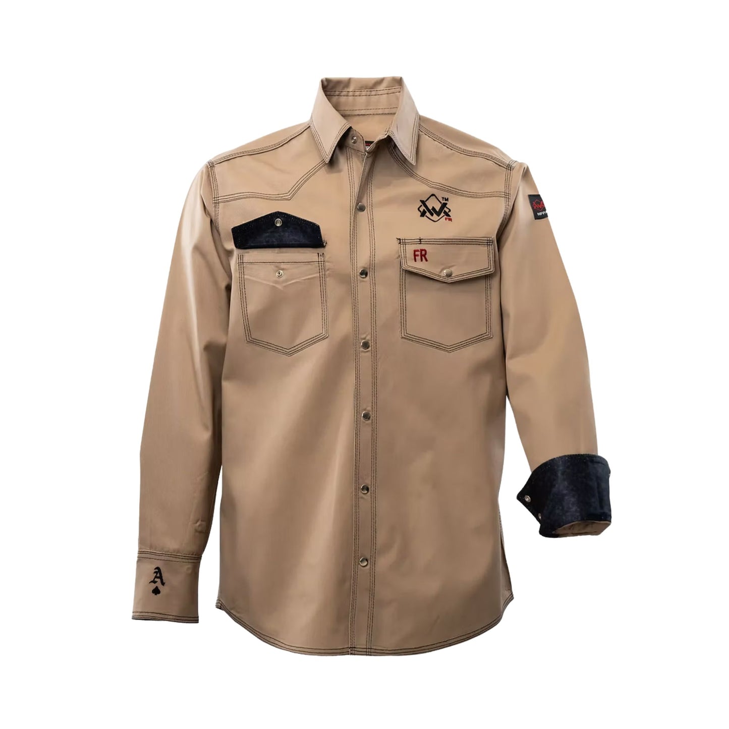 Welding Magician High-Strength Fire-Resistant Work Shirt - Khaki/Black