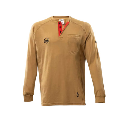 Welding Magician FR Elite Long Sleeve Work T-Shirt - Khaki/Red