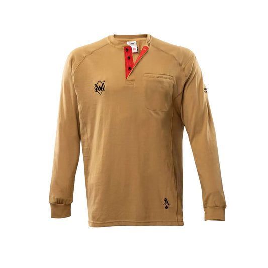 Welding Magician FR Elite Long Sleeve Work T-Shirt - Khaki/Red