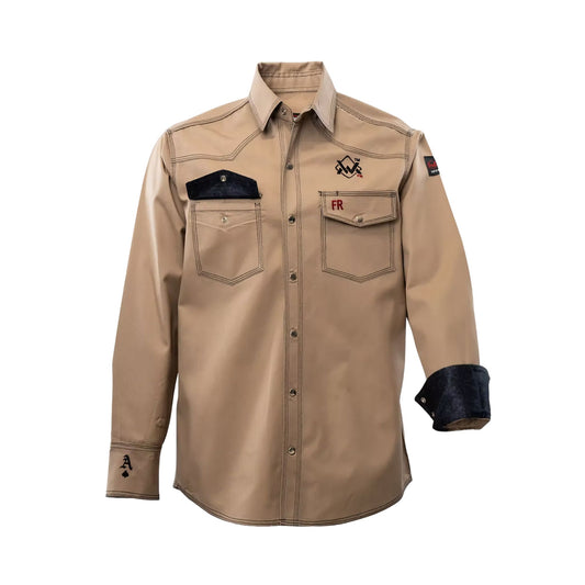 Welding Magician High-Strength Fire-Resistant Work Shirt - Khaki/Black