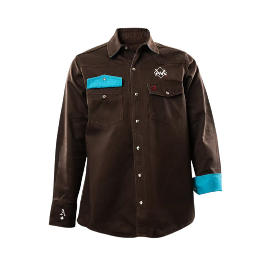 Welding Magician High-Strength Fire-Resistant Work Shirt - Brown/Teal