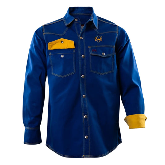 Welding Magician High-Strength Fire-Resistant Work Shirt - Blue/Yellow